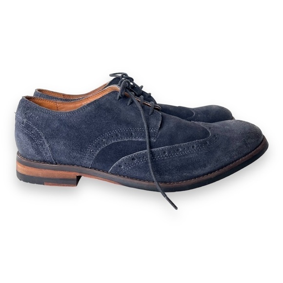 Clarks Exton Cushion Plus Blue Suede Leather Wingtip Lace Up Mens Oxford Loafers - Picture 9 of 12